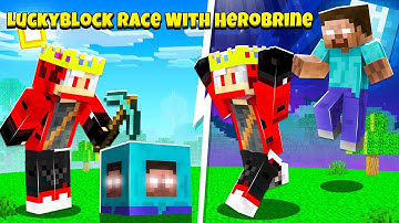 Lucky Block Race With Herobrine in Minecraft !