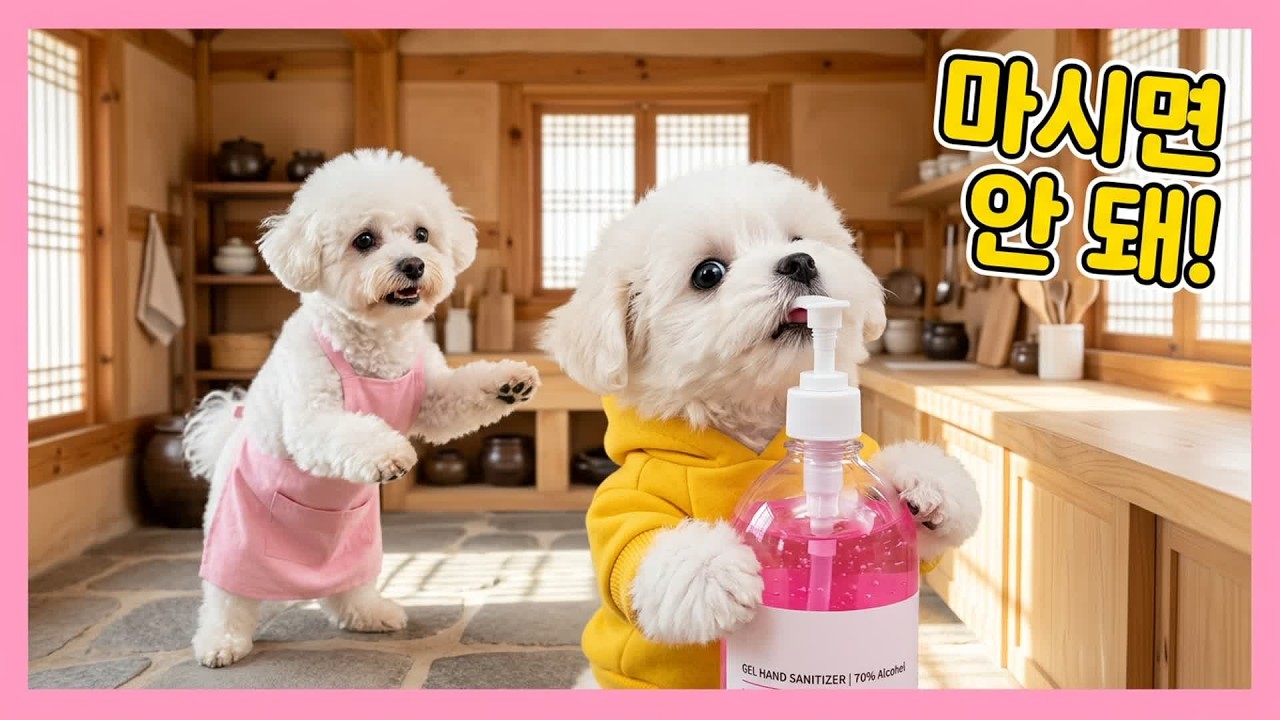 Ep.83 딸기 우유인 줄 알았는데...?! 아기 비숑의 핑크색 대참사! 🍓 🧼