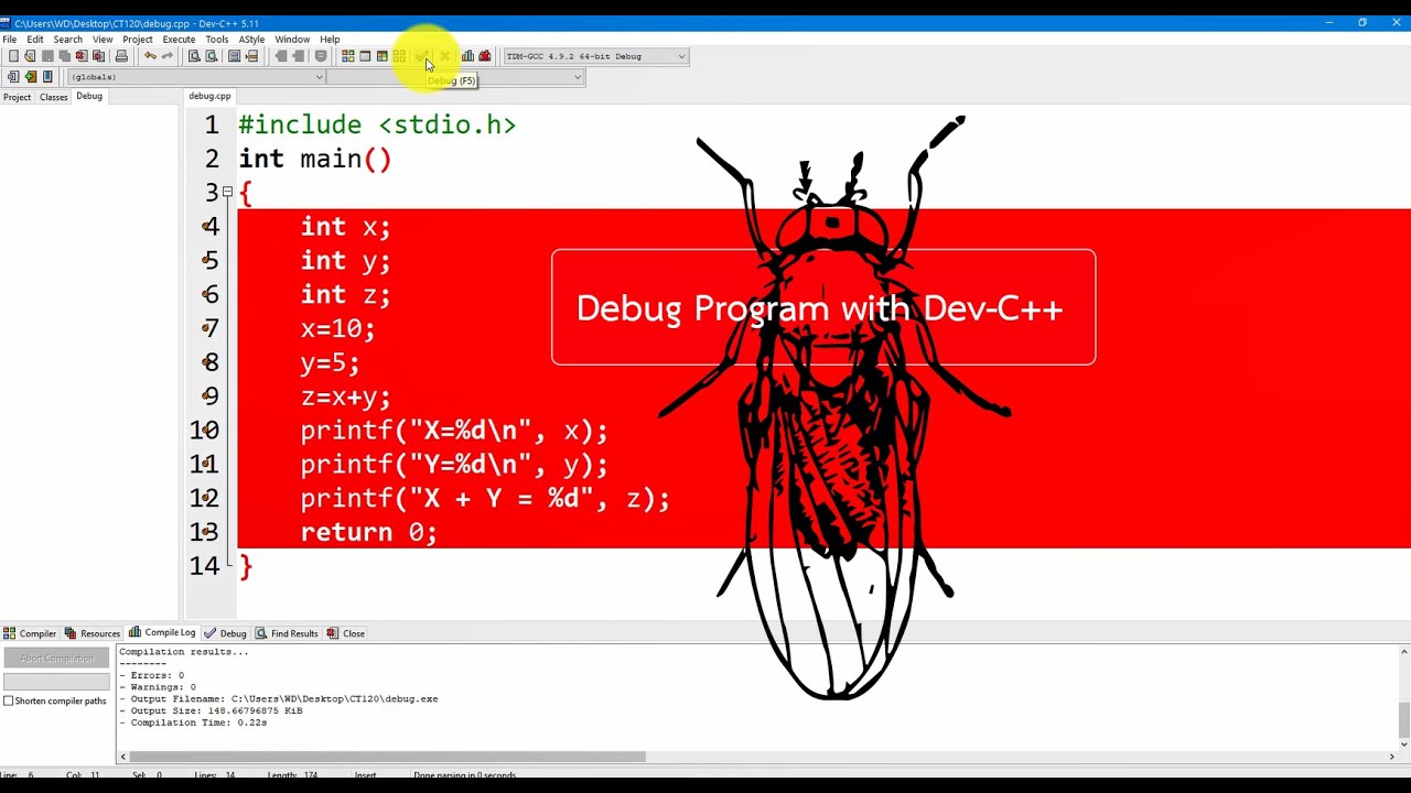 การ Debug โปรแกรมภาษา C โดยใช้ Dev-C++ - YouTube
