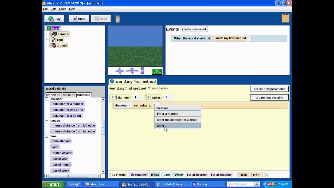 Alice Tutorial alice tutorial 19 math pt 1 - YouTube