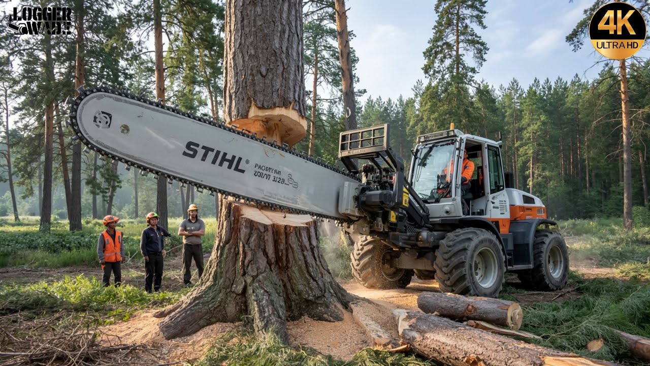 Fastest Tree Cutting Chainsaw Extremely Dangerous | Modern Logging Machine |  Monster Excavator #2