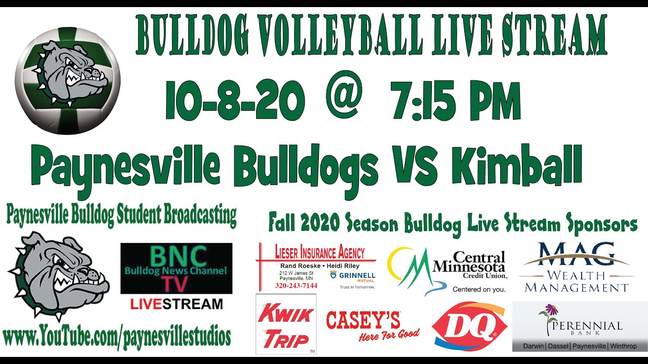 10-8-2020 - Paynesville Bulldog Varsity Volleyball VS Kimball