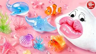 ASMR hand mukbang | Jelly Records | Bouncy Candy Beads Cube Soft Candies | Blue Filled Crisp Ice screenshot 4