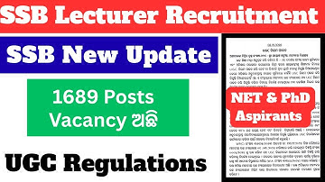 SSB Lecturer Recruitment New Update II NET & PhD Candidates II UGC Regulations #ssblecturer 
