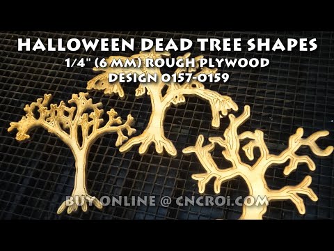 Halloween Dead Tree Shapes: 1/4&quot; (6 mm) Rough Plywood Design 0157-0159 - YouTube