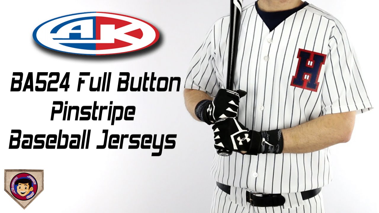 Athletic Knit BA524 Full Button Pinstripe Baseball Jerseys - Homegrown Sporting Goods