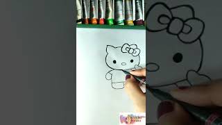 How To Draw Hello Kitty || Using Pencil Colour || For Beginners || #shorts #youtubeshorts