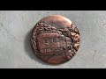 CANADIAN PACIFIC METAL BADGE PIN ABOUT 2 INCHES IN DIAMETER COPPER TONE TRAIN ROCKIES RAILWAY CPR