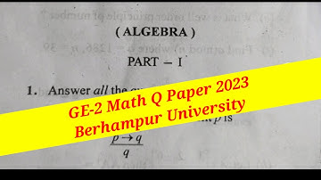 GE-2 Math Question Paper Berhampur University 2023