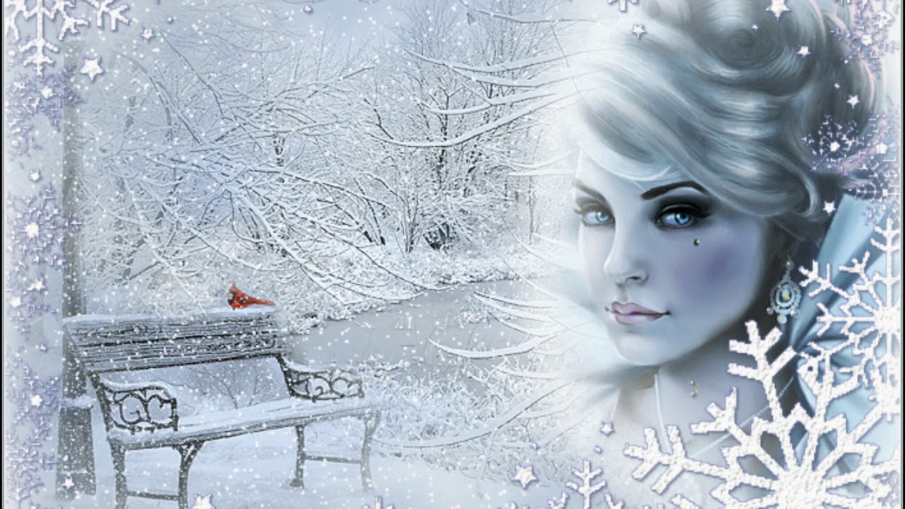 Вьюга снег и снежинки песня. Портрет на фоне зимнего пейзажа. Снег анимация. Открытки девушка зима.
