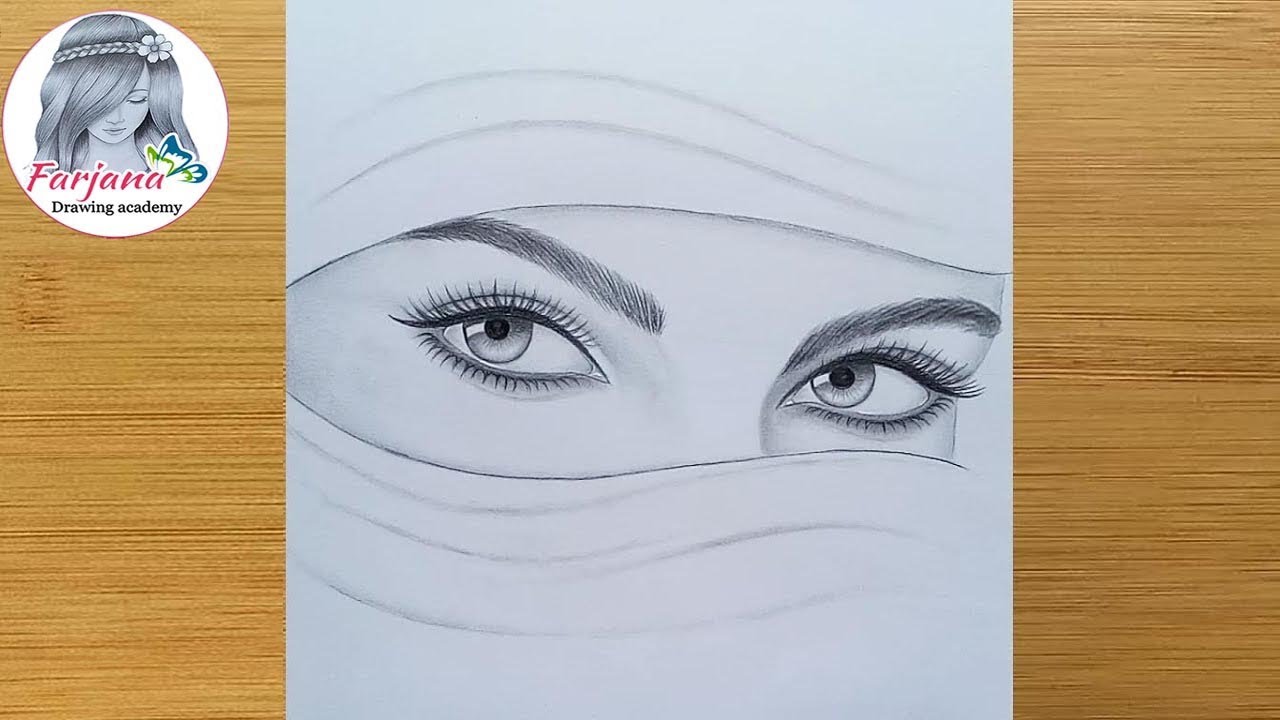 How to draw eyes - step by step || A girl with hijab - Pencil ...