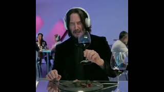 Keanu Reeves crying listening to music