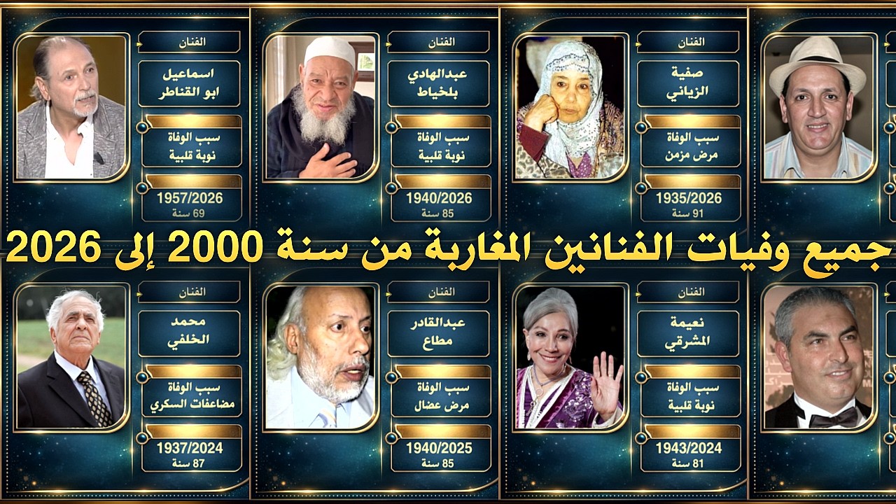 جميع وفيات الفنانين والممثلين المغاربة من سنة 2000 حتى 2026 مع السبب | بعضهم لن تصدق أنهم رحلو عنا !