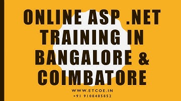 Online ASP .NET TRAINING IN BANGALORE & COIMBATORE-ETCOE.IN