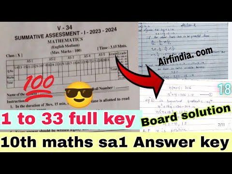 100% real ap 10th maths sa1 Answer key 2023-24