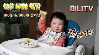 한우 맛집, 17개월아기의 한우 투뿔 먹방[마니TV]100g 16,000원