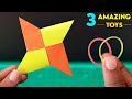 3 simple paper toys - How to make ninja star launcher , rubberband flying toys