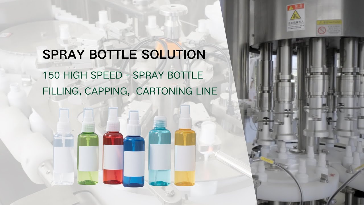 Spray bottle packaging line (cleaning-filling-capping-cartoning)