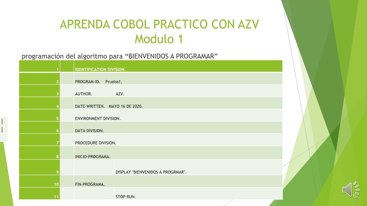 APRENDA COBOL PRACTICO I AZV pptx - YouTube