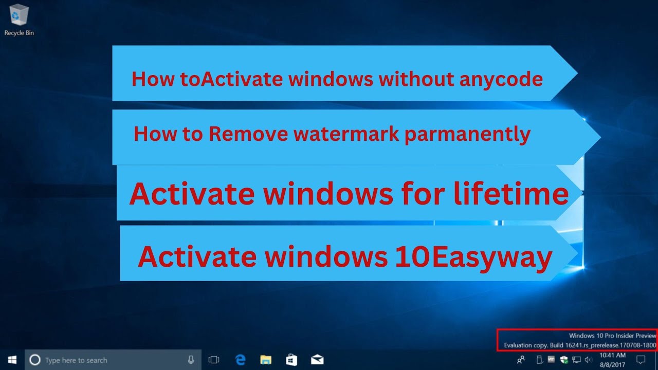 how to activate windows 10 permanently | how to remove watermark permanently
