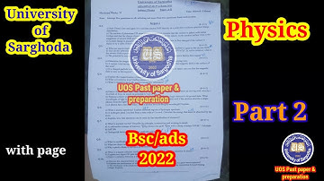 bsc physics part 2 paper sargodha university 2022 || ads physics university of Sargodha paper #uos