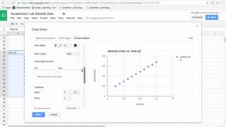 google sheets graphing of acceleration lab