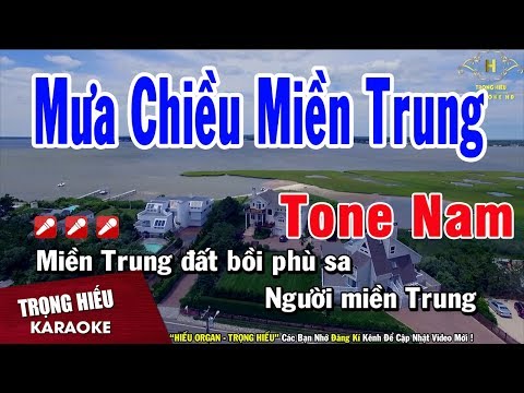 Karaoke Mưa Chiều Miền Trung Tone Nam Nhạc Sống | Trọng Hiếu