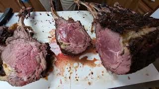 Tomahawk steaks smoked on the FEC120 and finished on the charbroiler!