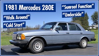 1981 Mercedes W123 280E Demo  Cold Start  Walk Around  Sunroof Function  Underside Survey