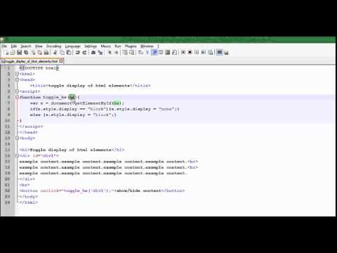 toggle display of html elements(tagalog)