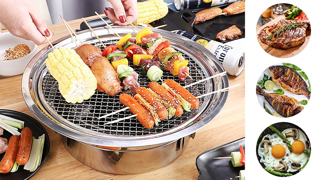 GOWENIC Portable Barbecue Grill, Barbecue Desk Tabletop Smokeless