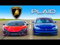 Lamborghini revuelto v tesla model s plaid drag race