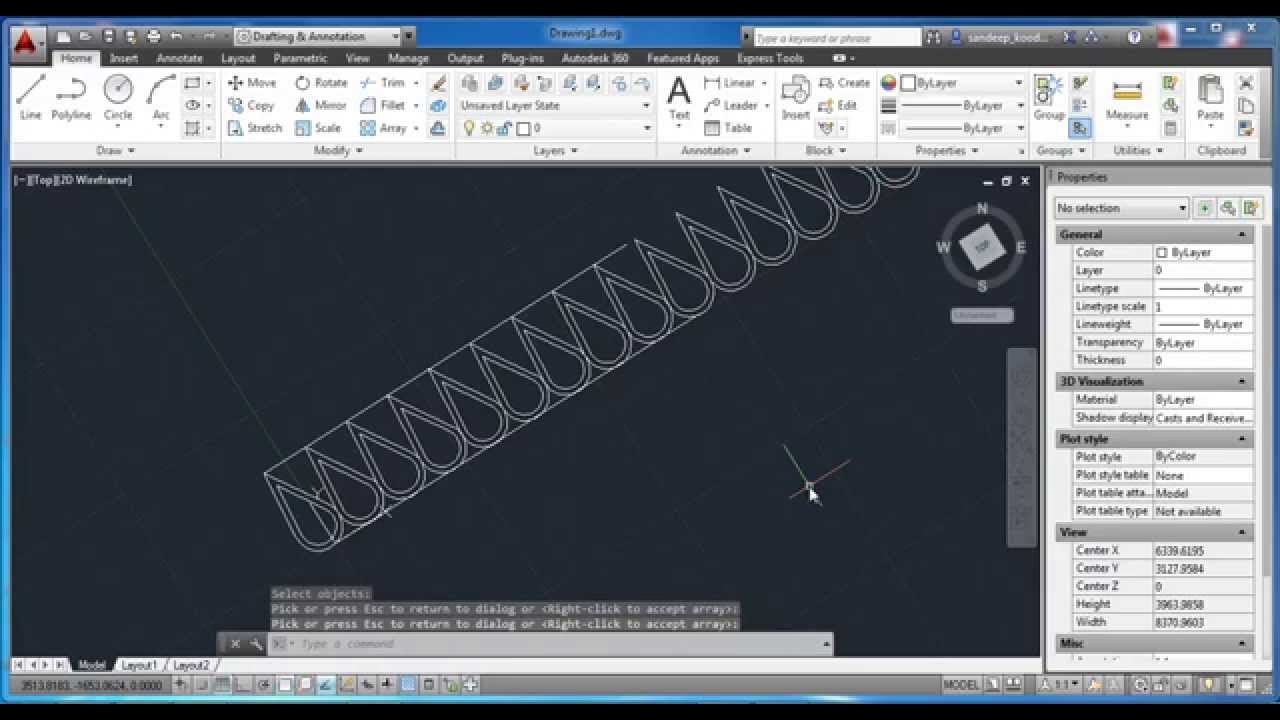 How to array an object diagonally in AutoCAD - YouTube