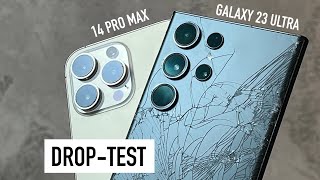 Galaxy S23 Ultra vs iPhone 14 Pro Max — кто разобьется первым? Ультра Дроптест!