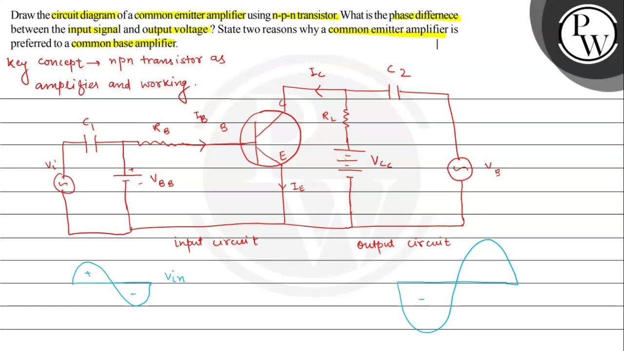 Draw the circuit diagram of a common emitter amplifier using n-p-n ...