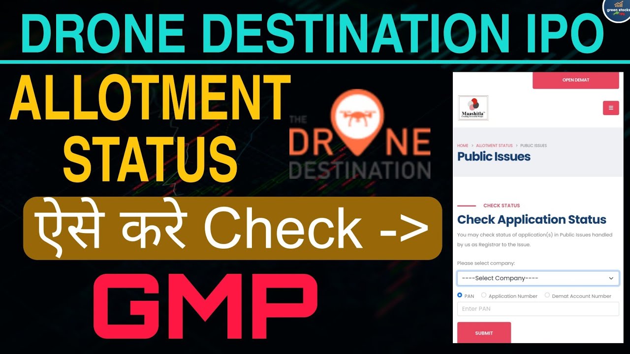 DRONE DESTINATION IPO ALLOTMENT STATUS ll Current GMP Today
