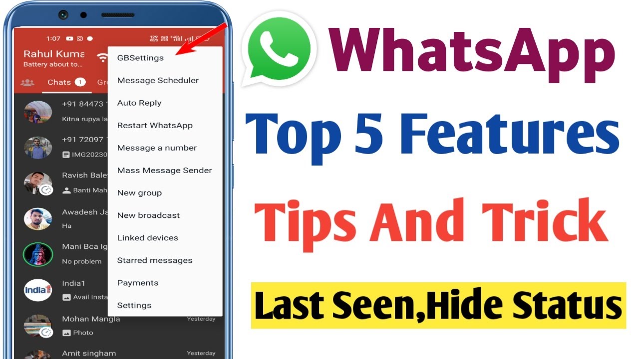 WhatsApp Top 5 Features WhatsApp Ka top Features Last Seen Hide