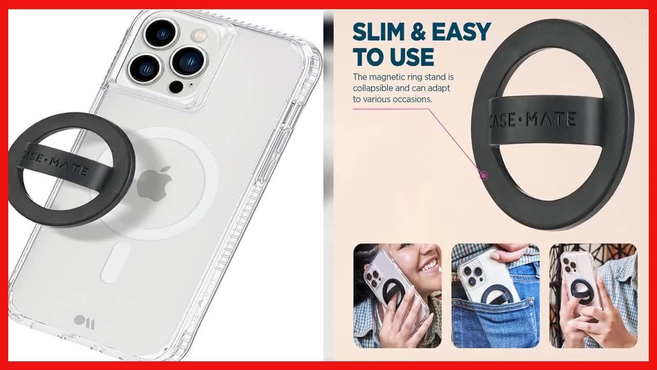 Case-Mate Magnetische telefoongreep [Loop Grip] - Verwijderbare Magnetische Telefoongreep Houder Voor Hand - Zachte Ultradunne Opvouwbare MagSafe- telefoongreep voor iPhone 15 Pro Max / 14 Pro Max / 13