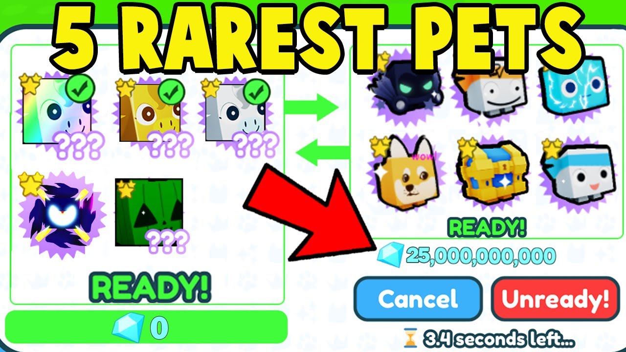 Trading the 5 RAREST PETS for 25 BILLION GEMS in Pet Simulator X! YouTube