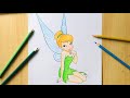 How to draw tinkerbell  step by step easy  disney fairy  colored pencil