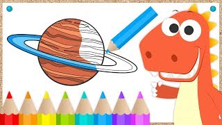 Aprende con Eddie a colorear los planetas 🌍 Eddie el dinosaurio aprende planetas del Sistema Solar