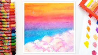 Pastel Boya Gökyüzü | Pastel Boya Bulut | Pastel Boya Çalışmaları