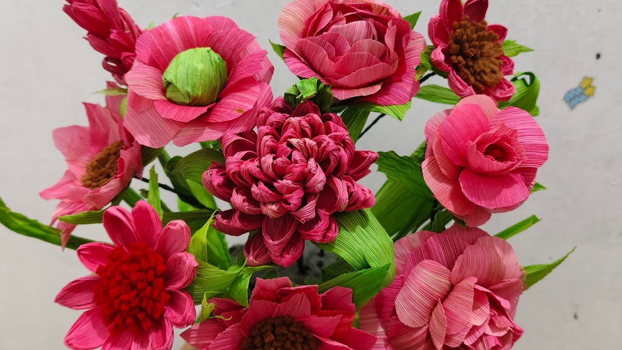 bunga kulit jagung kreasi bunga handmade flowers by Lilis Ling # ...