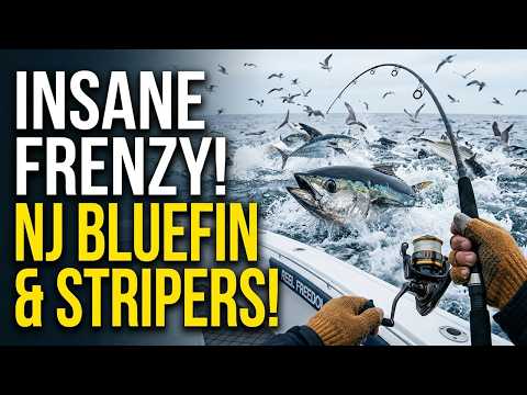 Insane Inshore Feeding Frenzy: Giant Tuna & Striped Bass!