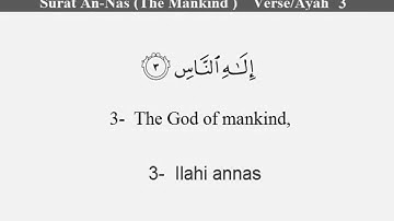 Quran 114 Surat An Nās The Mankind    سورة الناس Arabic to English Translation and Transliteration