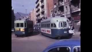 Title 01 Trams (streetcars) in Barcelona. Year 1967.