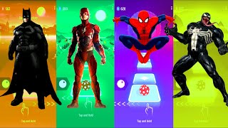 Batman 🆚 Flash 🆚 Spiderman 🆚 Venom | Marvel Heroes | Tiles Hop Fun Ball