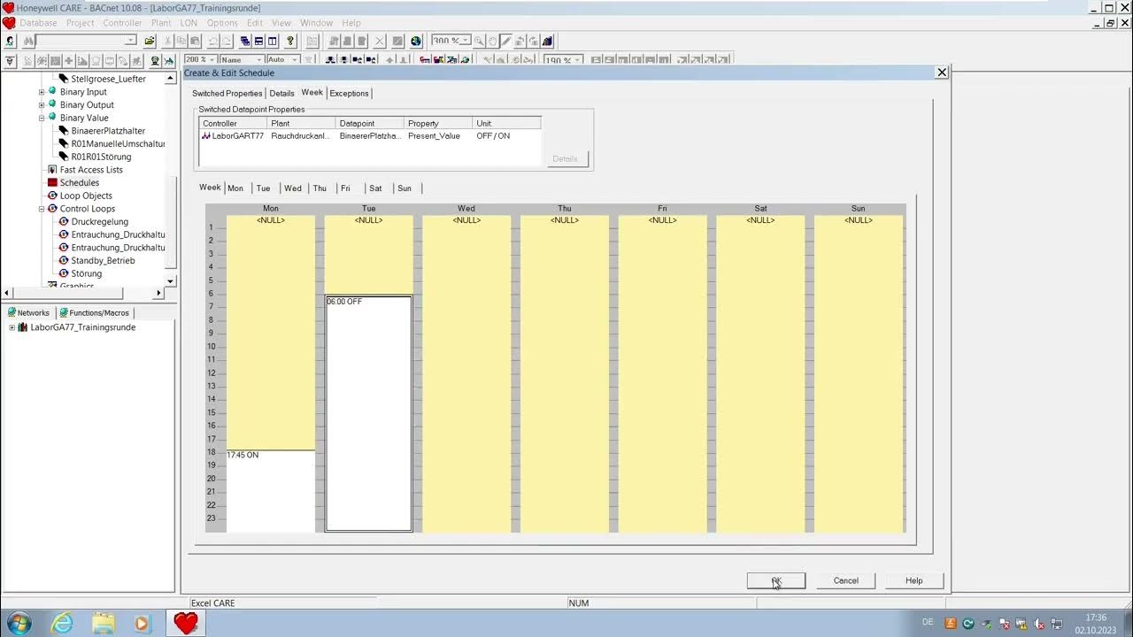 Arbeiten mit Honeywell Zeitprogramm "Schedule" 09HW09 YouTube