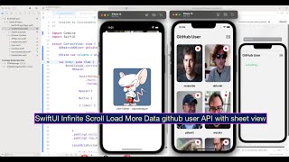 SwiftUI Infinite Scroll Load More Data github user API with sheet view