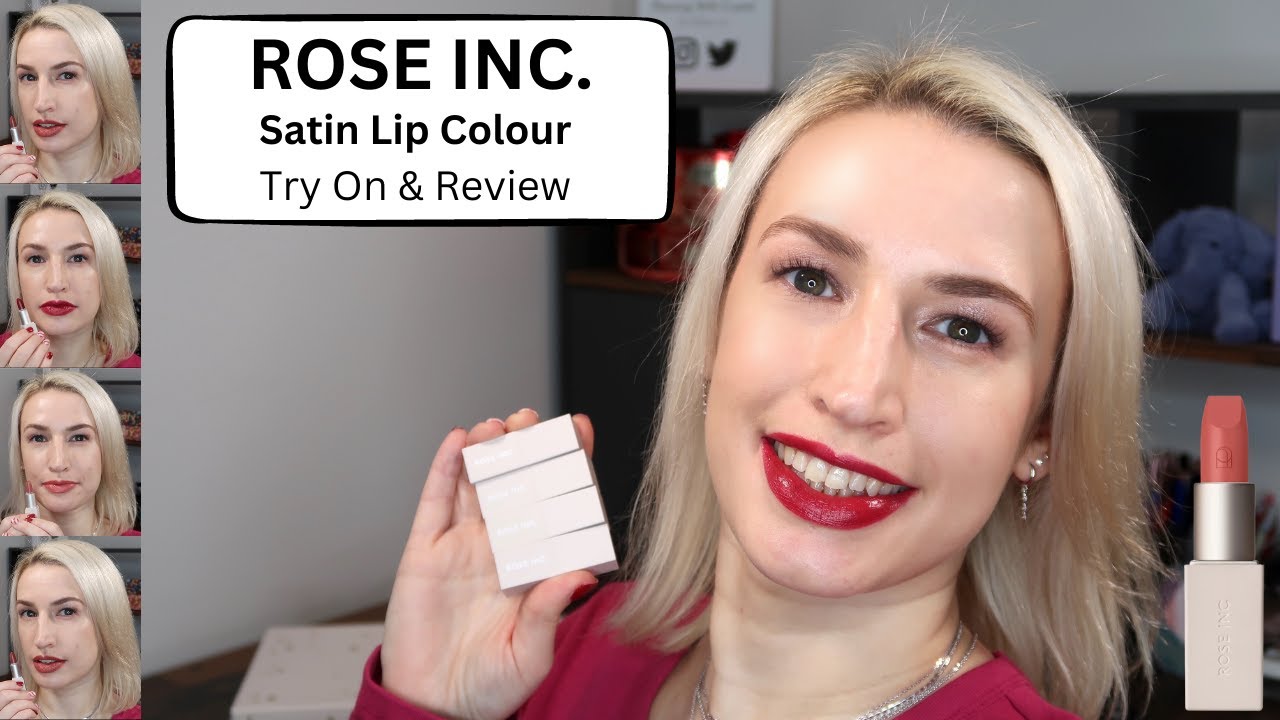 Rose Inc Satin Lip Colour Try On Lipstick Review YouTube